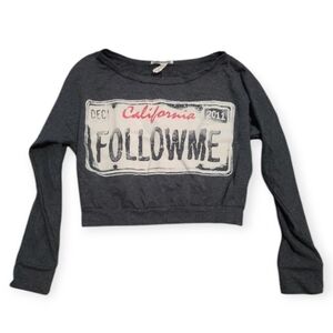 California License Plate Cropped Sweater sz S